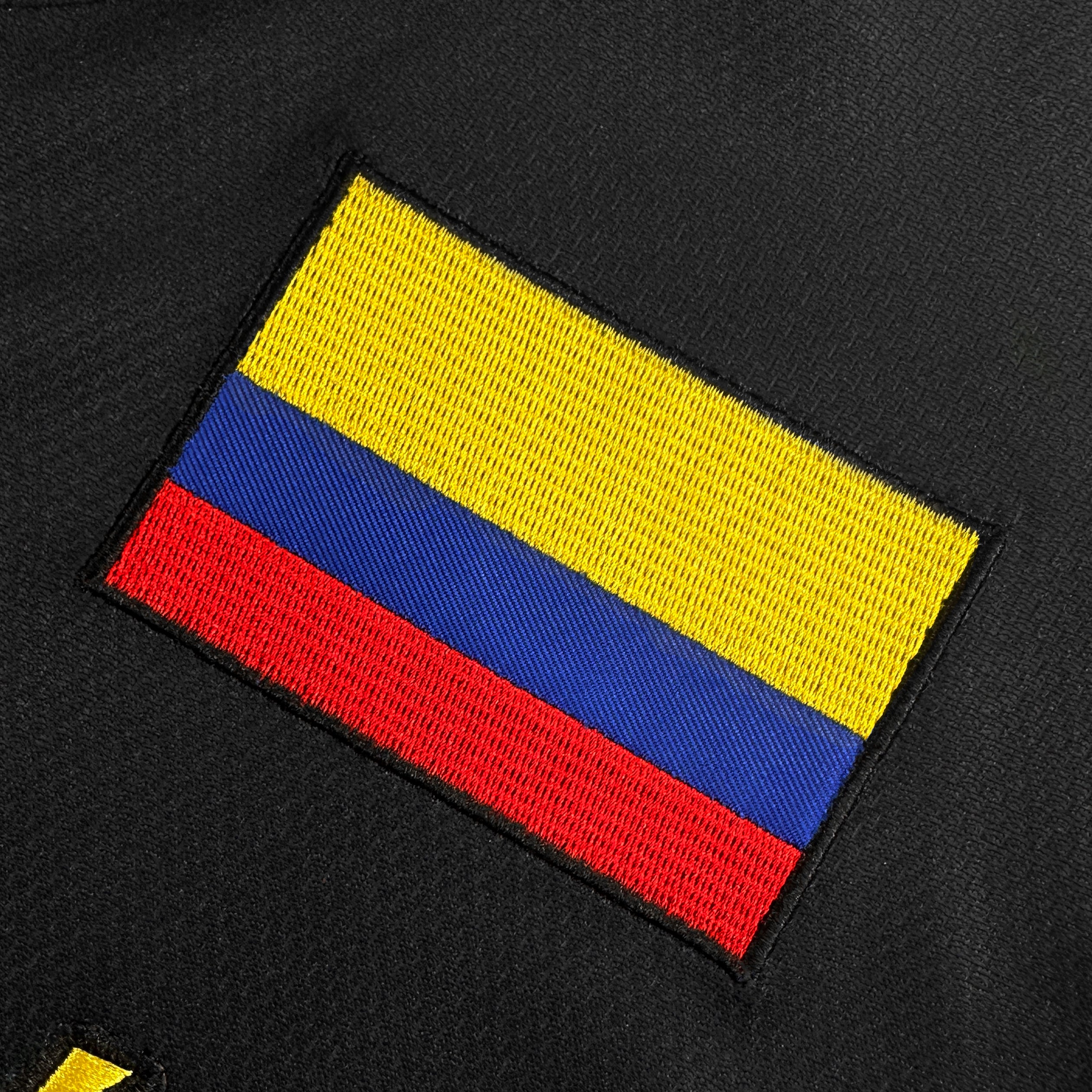 Colombia Heritage Custom Black Baseball Jersey Closeup Flag Stitched