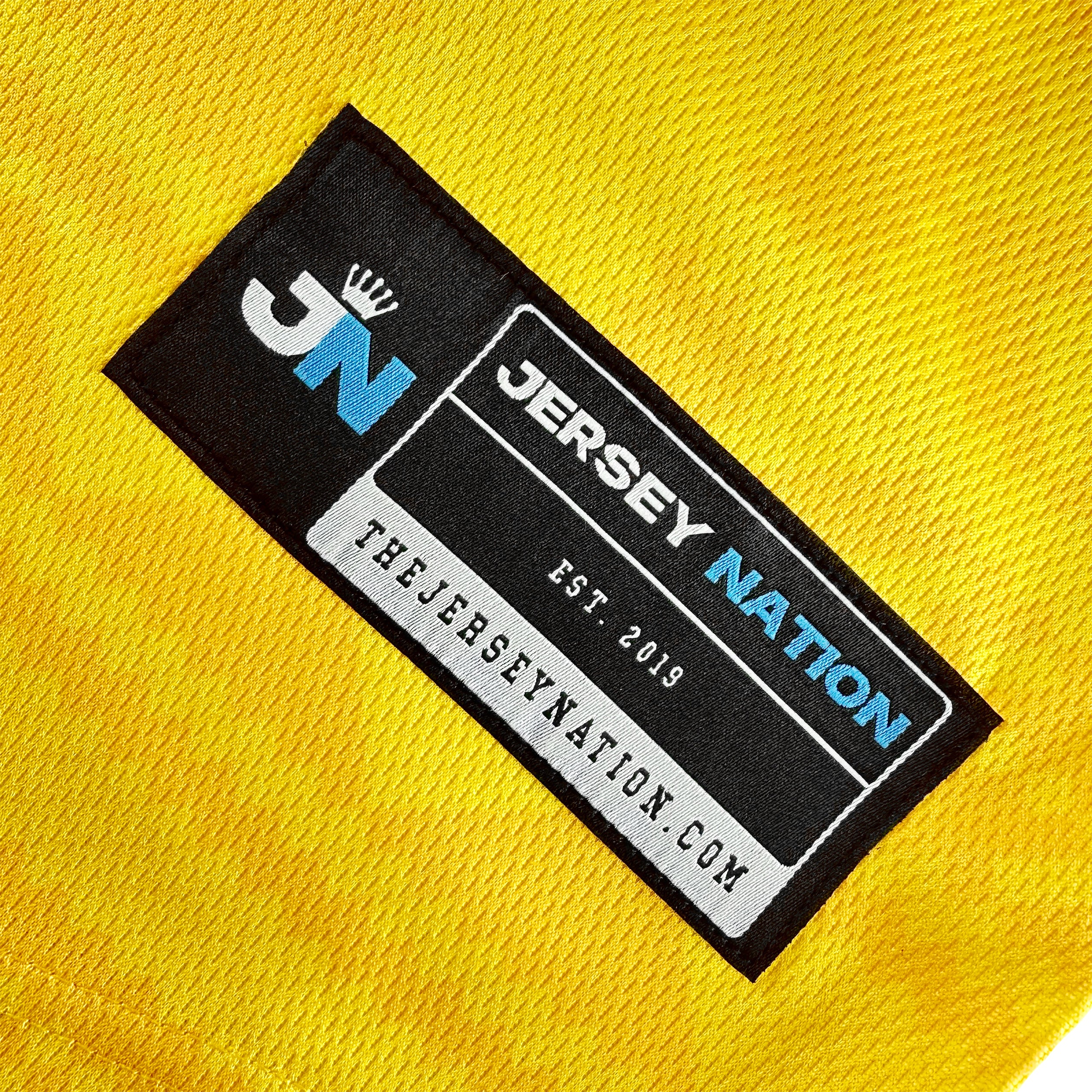 Colombia Heritage Custom Yellow Baseball Jersey Stitched Closeup
