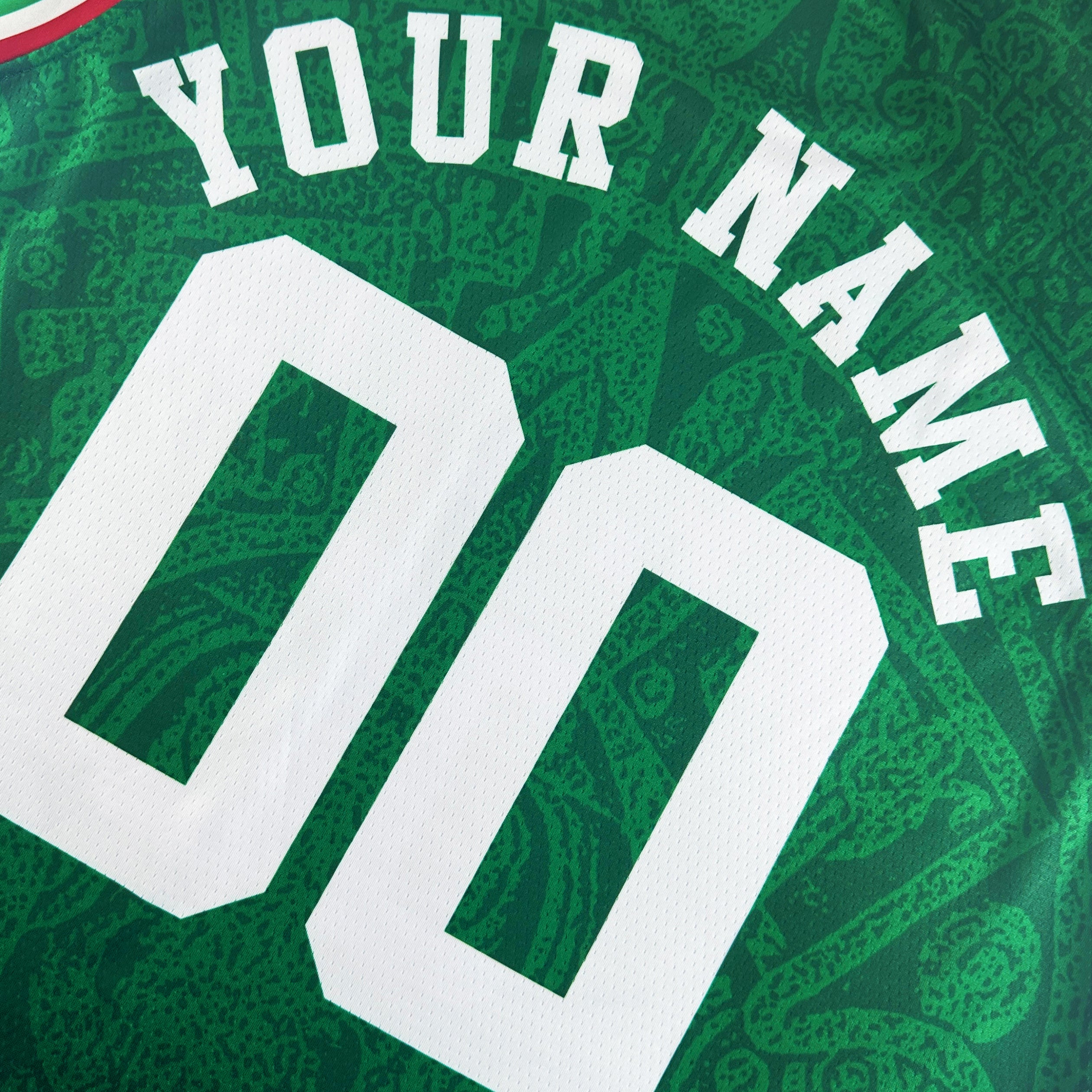 Mexico Heritage Custom Basketball Green Jersey Closeup Back Customized