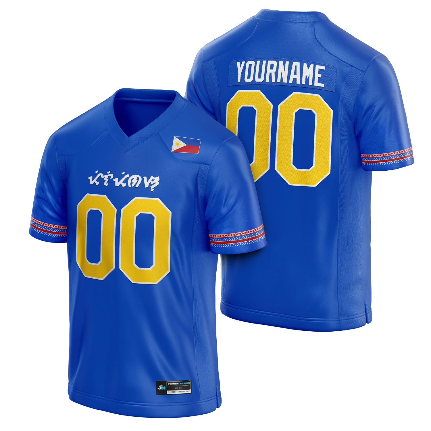 Philippines Heritage Custom American Football Jersey Blue