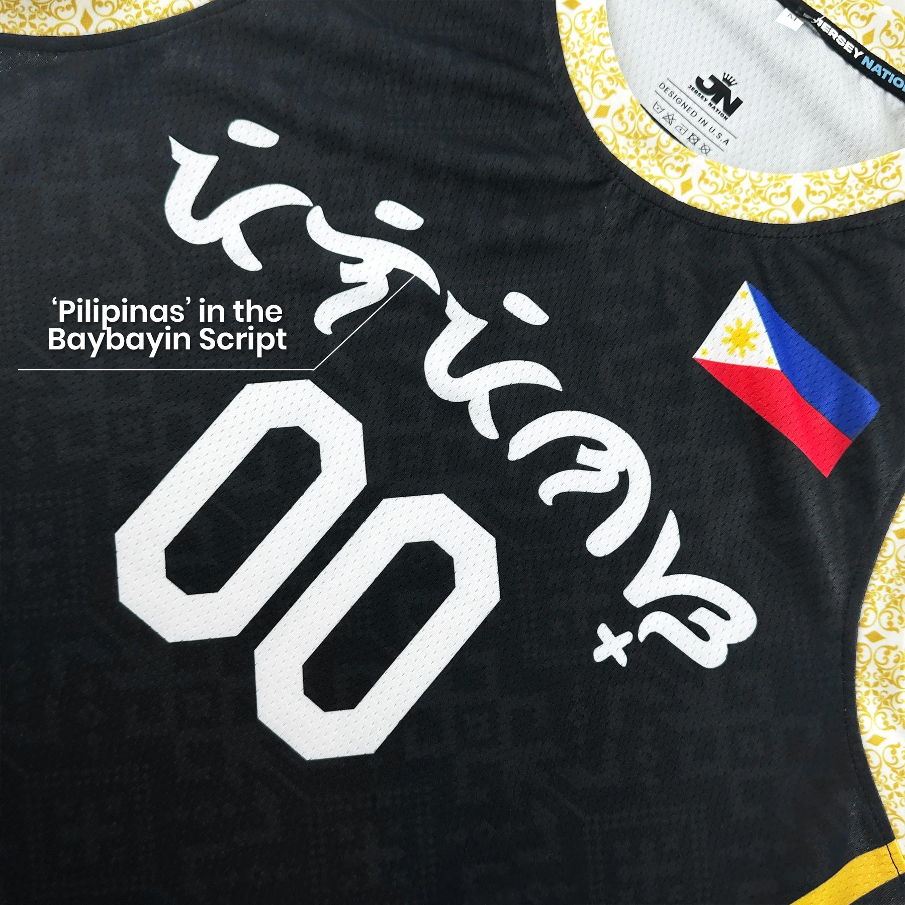 Philippines Heritage Custom Basketball Black Jersey Closeup Front