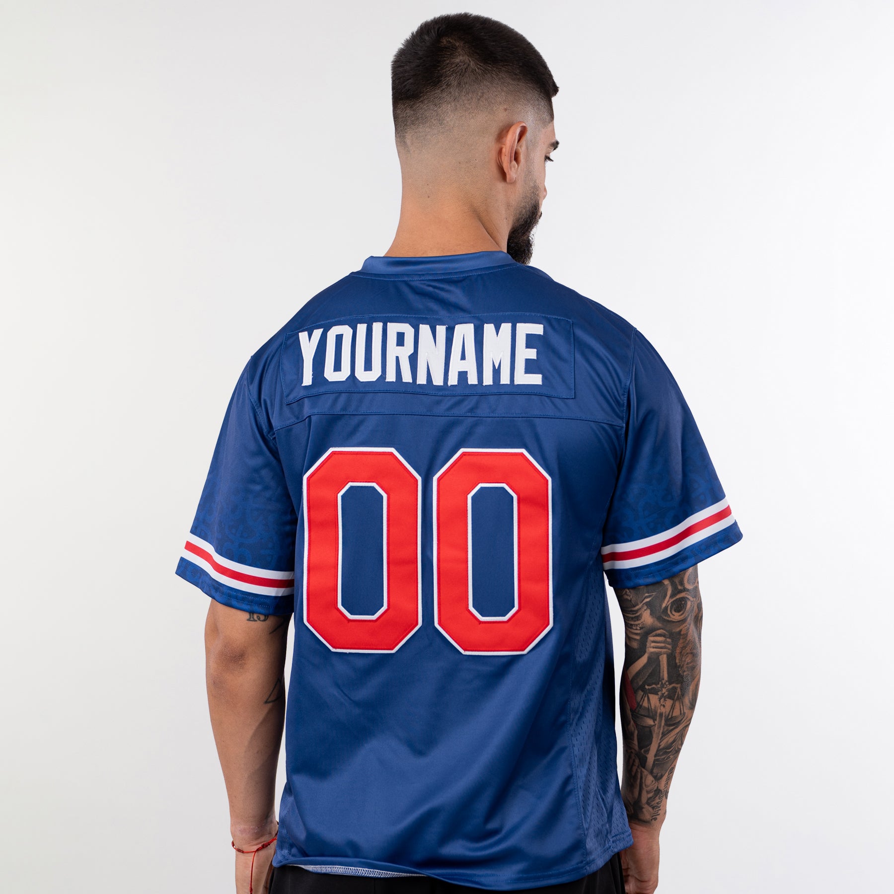 Puerto Rico Borinquen Heritage Custom American Football Navy Blue Jersey Model Back Customized