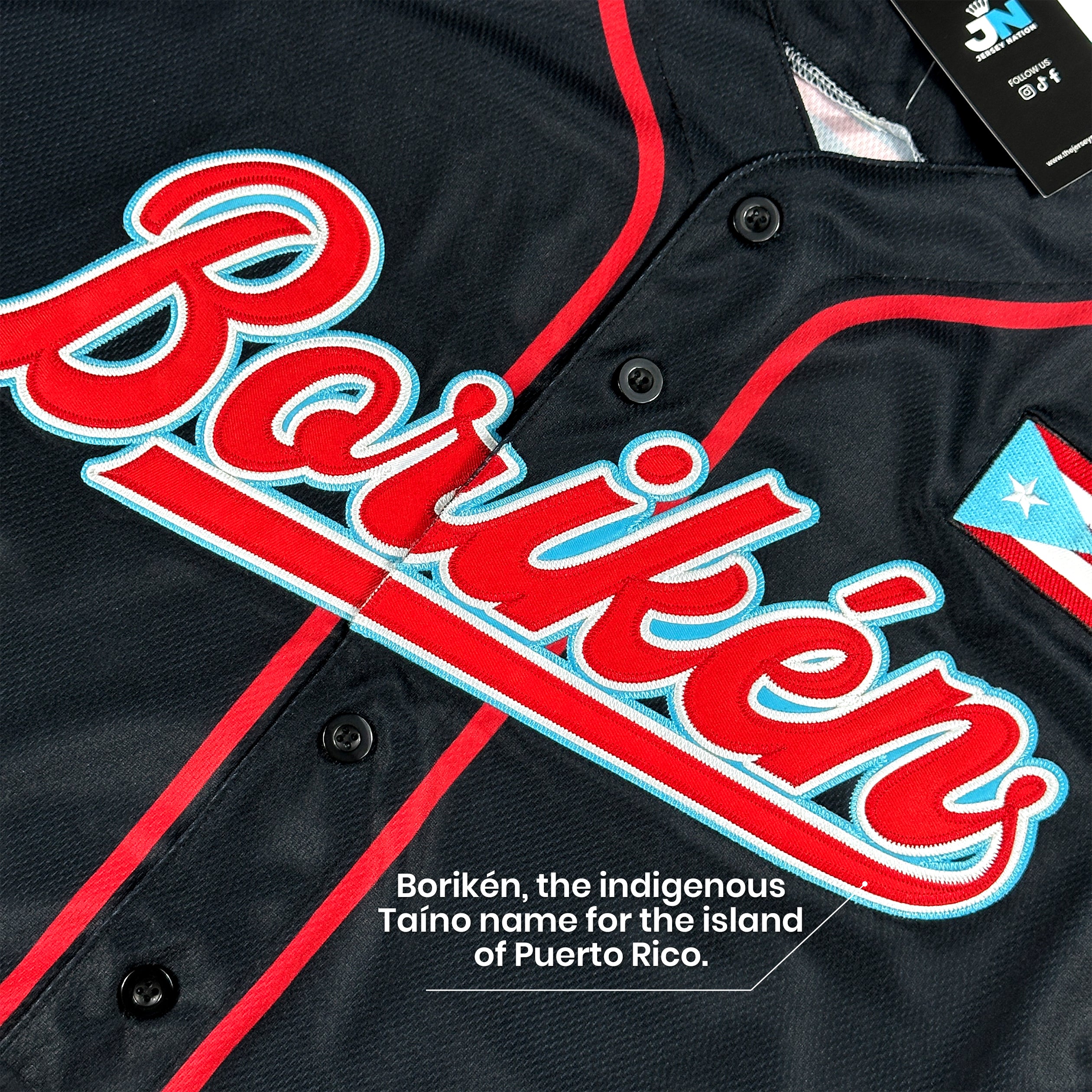 Puerto Rico Heritage Black-Azul Custom Baseball Jersey Stitched