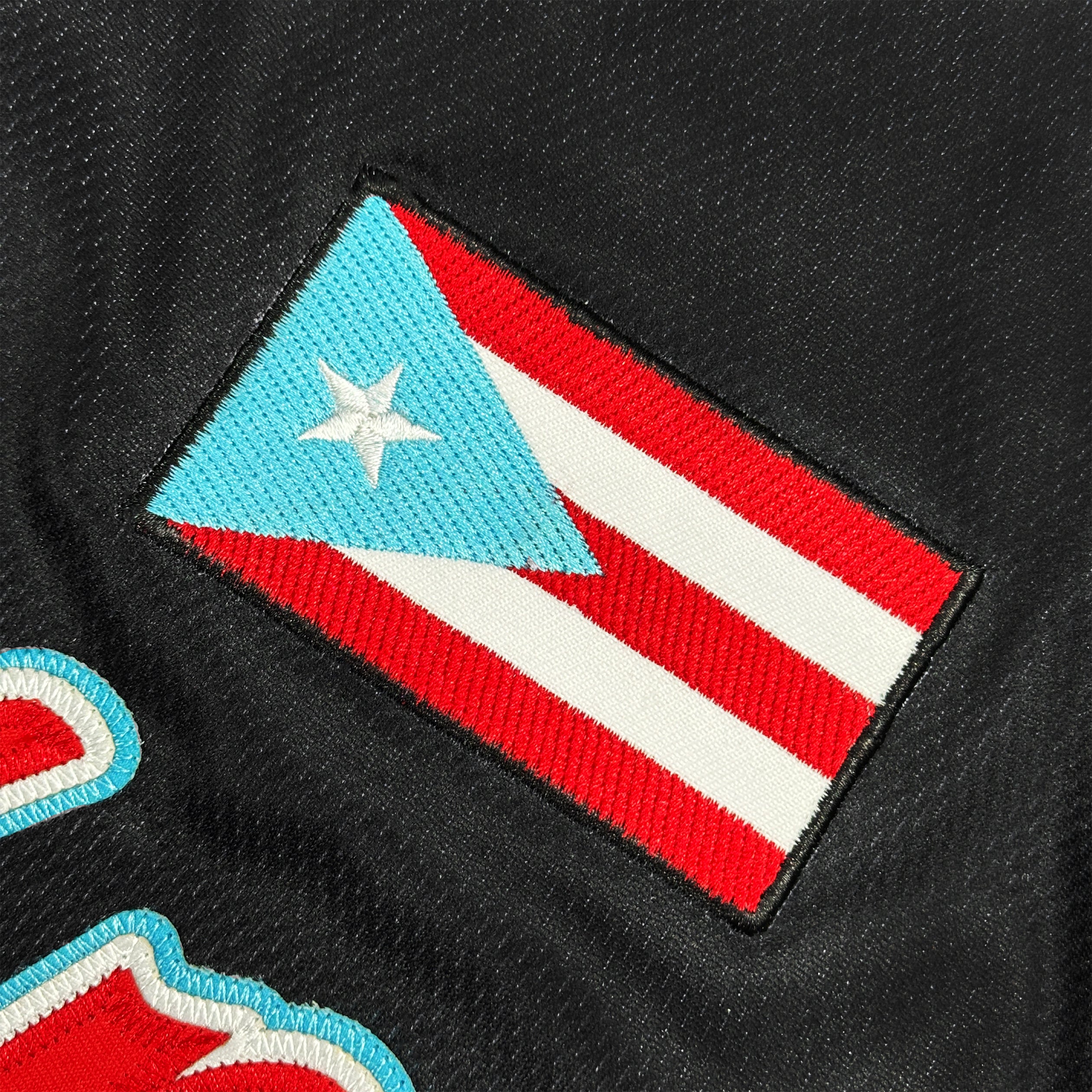 Puerto Rico Heritage Black-Azul Custom Baseball Jersey Stitched Flag