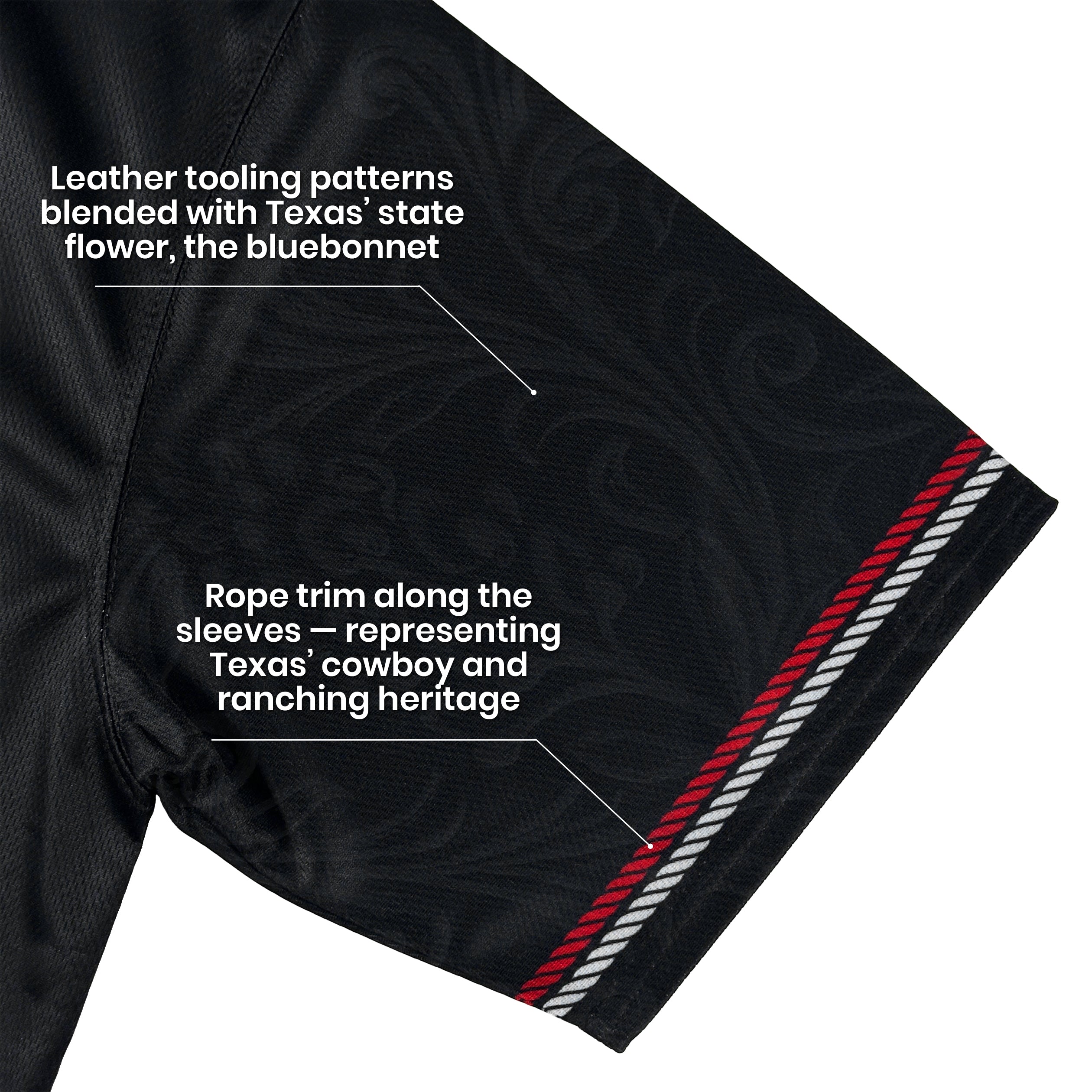 Texas Lone Star Heritage Black Custom Baseball Jersey Sleeves