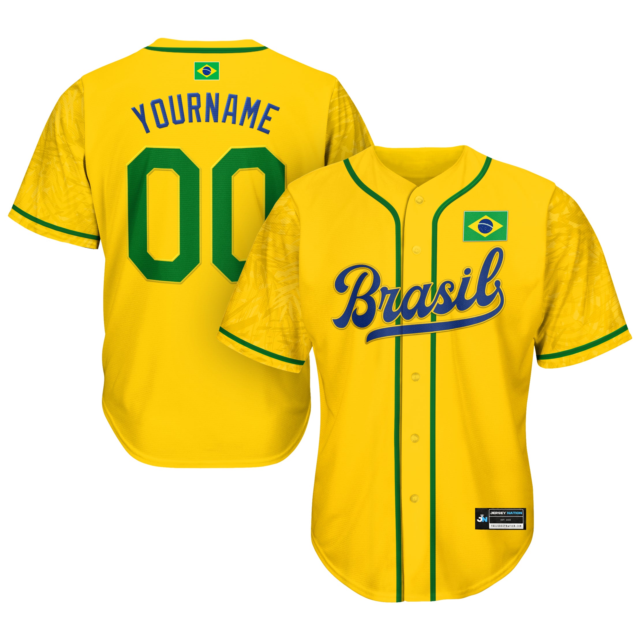 Brazil Heritage Custom Baseball Jersey Yellow