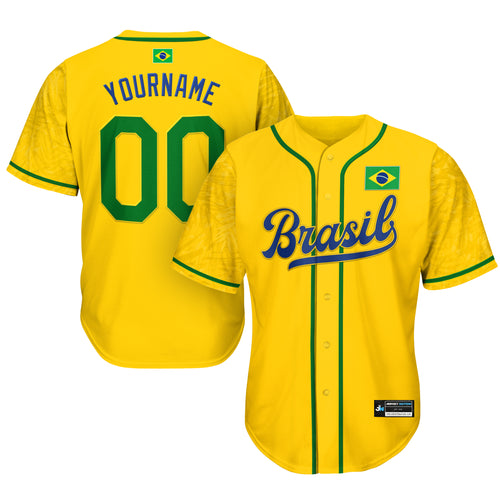 Brazil Heritage Custom Baseball Jersey Yellow