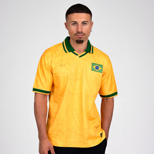 Brazil Heritage Retro Custom Yellow Football Jersey World Soccer Shirt Brasil Model
