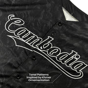 Cambodia 'Angkor Wat' Baseball Jersey Black Closeup