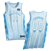 Cambodia Christmas Custom Basketball Jersey Icy Blue