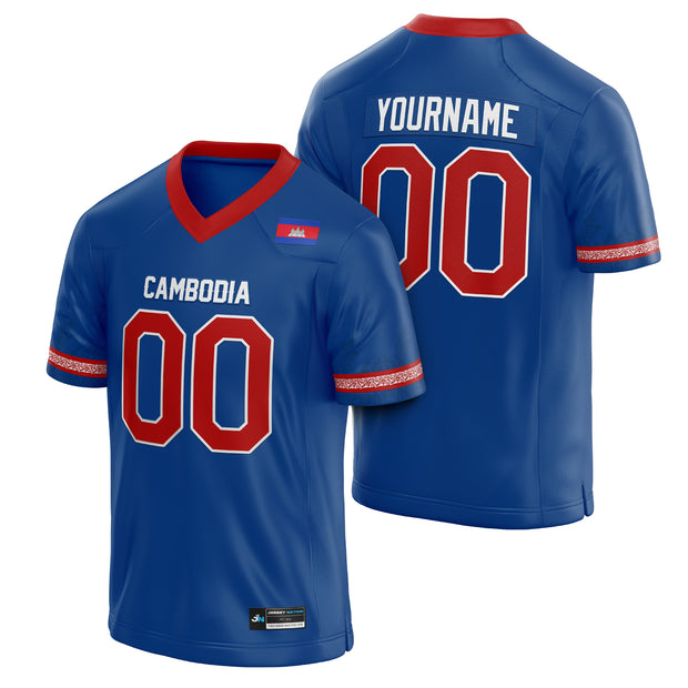 Cambodia Heritage Custom American Football Jersey Blue