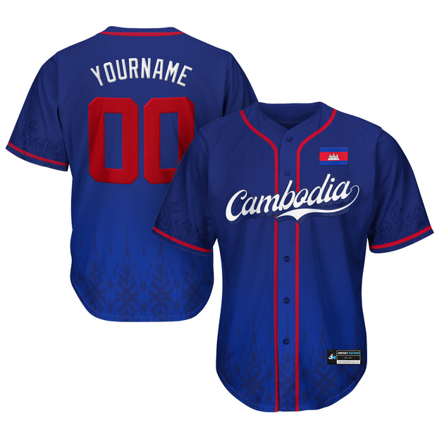 Cambodia Heritage Custom Blue Baseball Jersey