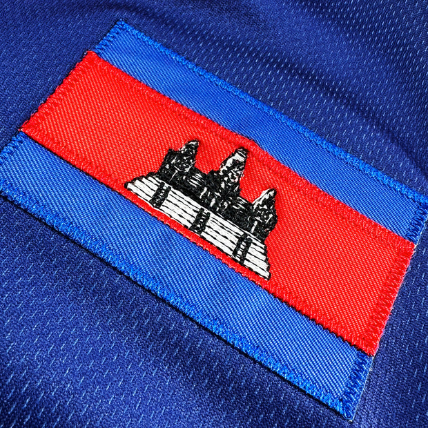 Cambodia Heritage Custom Blue Baseball Jersey Stitched Flag Khmer Angkor Wat 