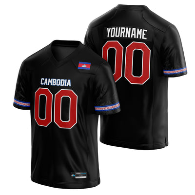 Cambodia Heritage Custom Football Jersey Black