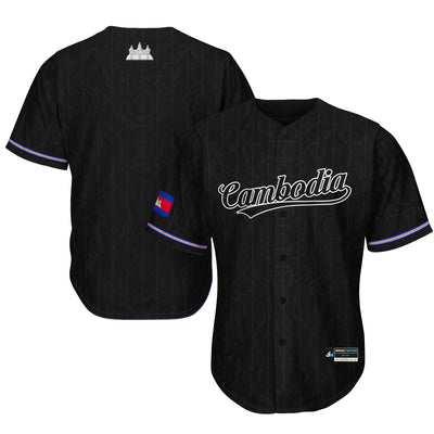 Cambodia Khmer 'Angkor Wat' Baseball Jersey Black