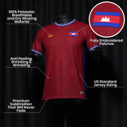 Cambodia Red Heritage Custom Football Jersey Details