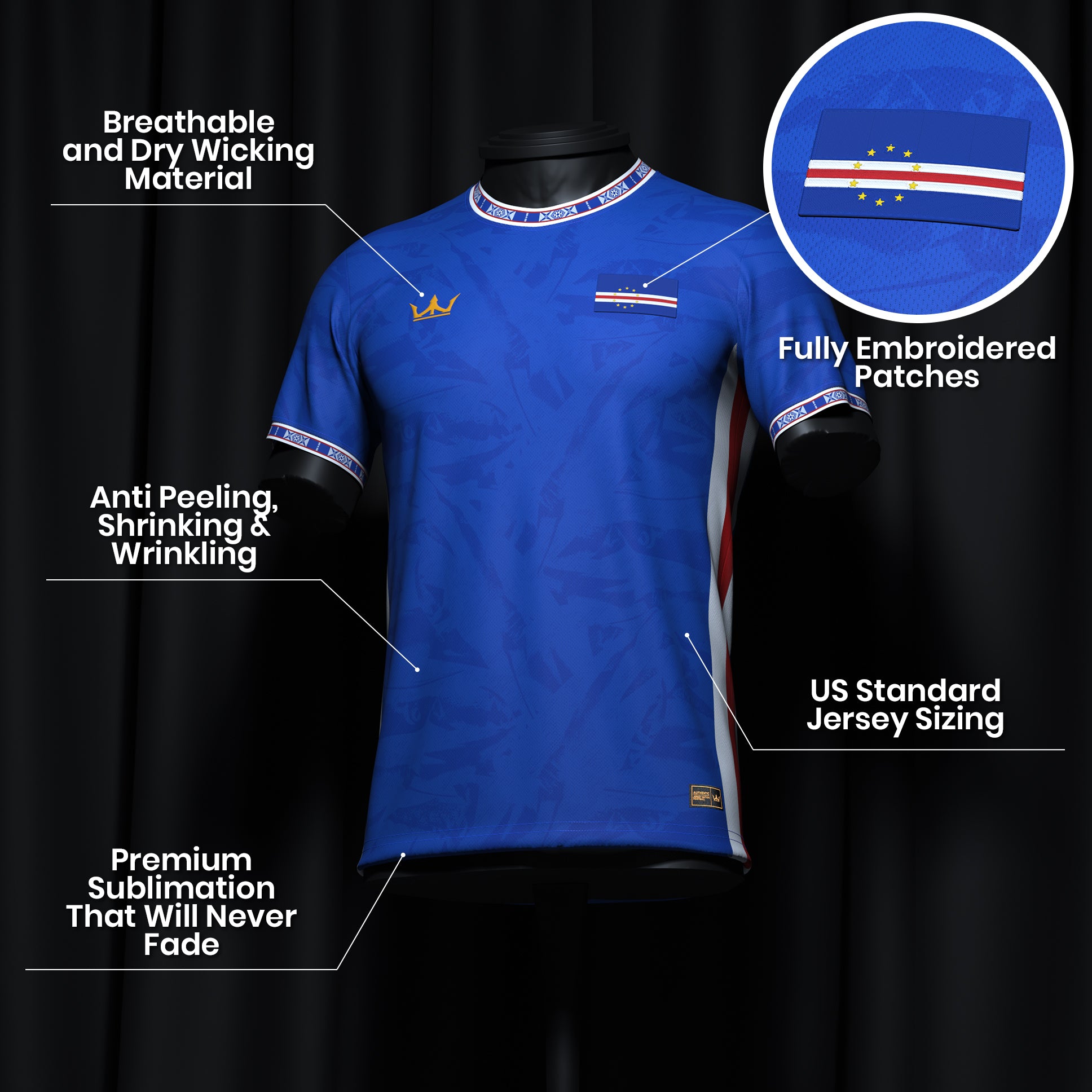 Cape Verde Heritage Custom Football Jersey Blue