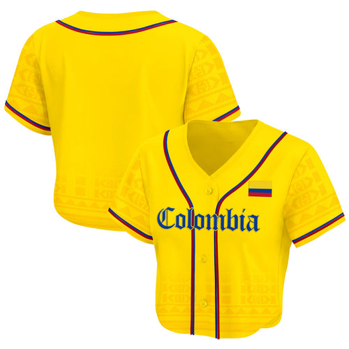 Colombia Heritage Cropped Baseball Jersey Yellow