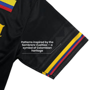 Colombia Heritage Custom Black Baseball Jersey Closeup Sleeves 