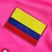 Colombia Heritage Custom Pink Baseball Jersey Closeup Embroidered Flag 