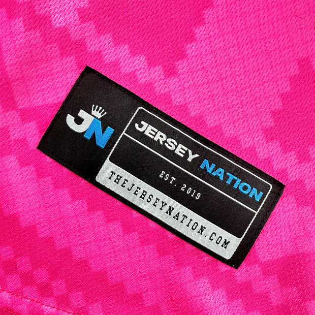 Colombia Heritage Custom Pink Baseball Jersey Closeup Stitched 