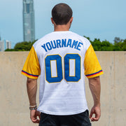Colombia Heritage Custom White Baseball Jersey Model Closeup Back Customized 