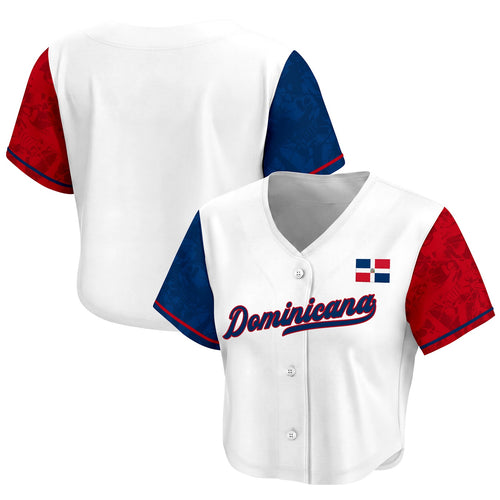 Dominican Republic Heritage Cropped Baseball Jersey White