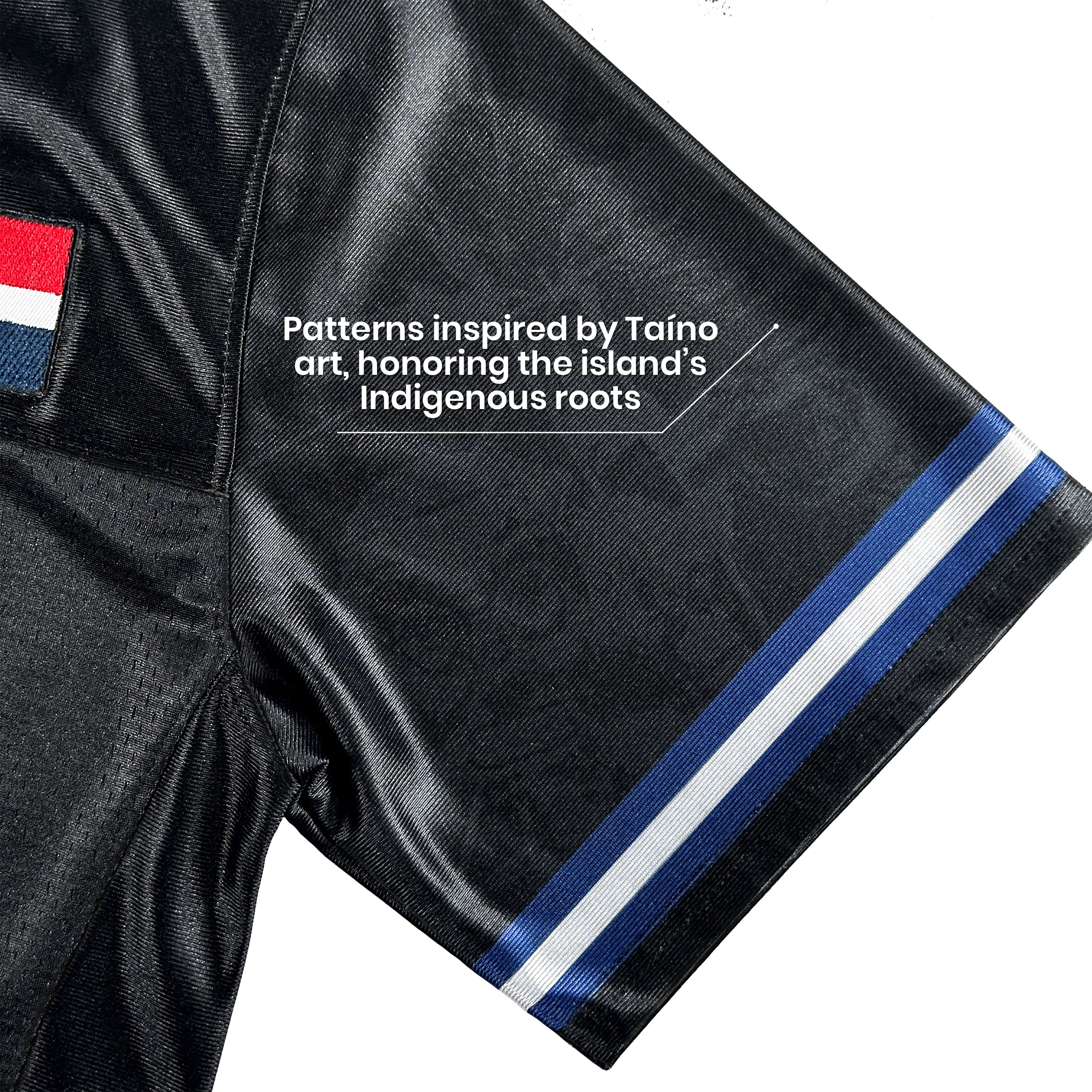 Dominican Republic Heritage Custom Black Football Jersey Closeups