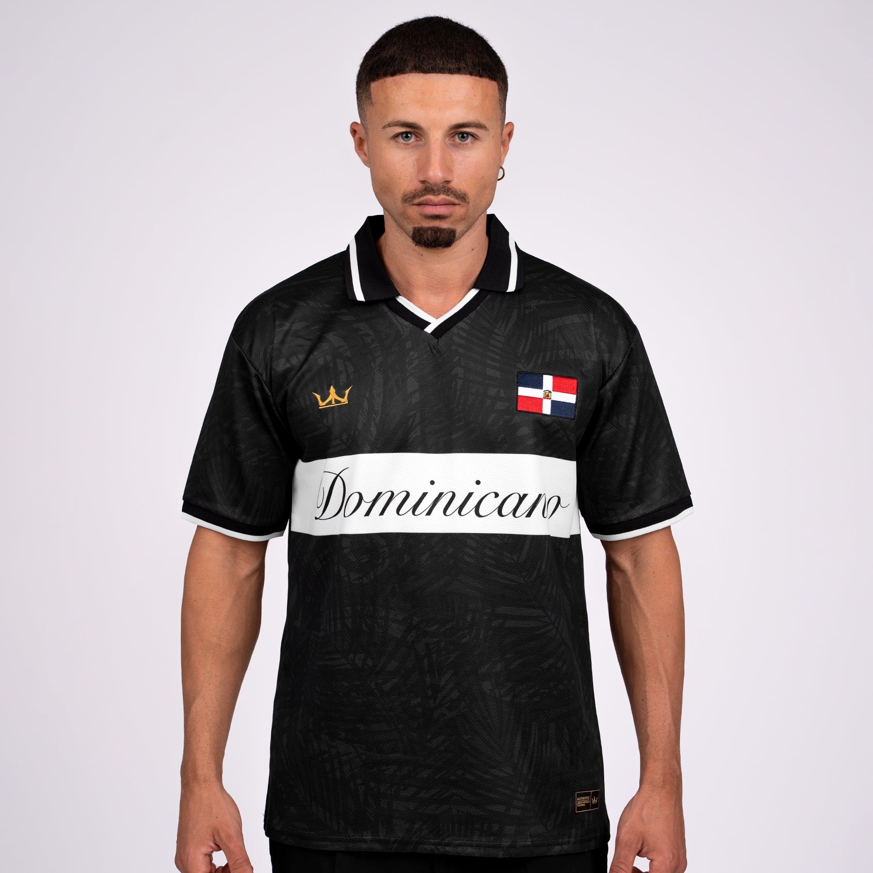 Dominican Republic Heritage Retro Black Custom Football Jersey Model Front Soccer Dominican World