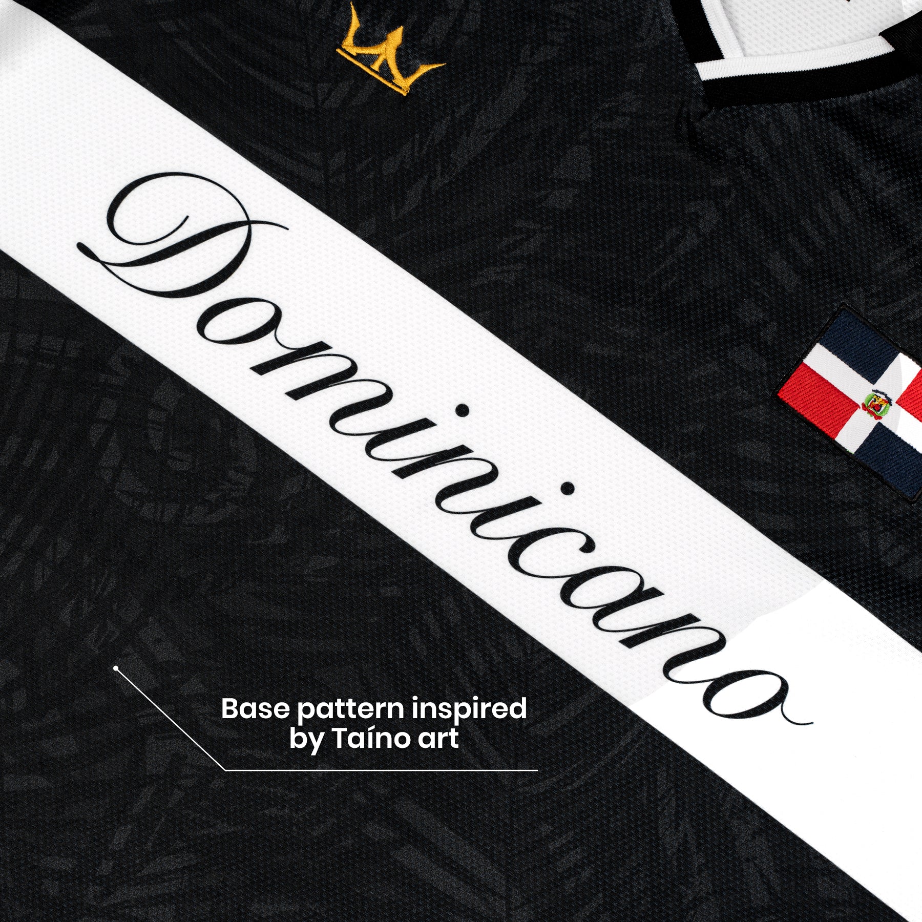 Dominican Republic Heritage Retro Custom Black Football Jersey Closeup Soccer World Shirt