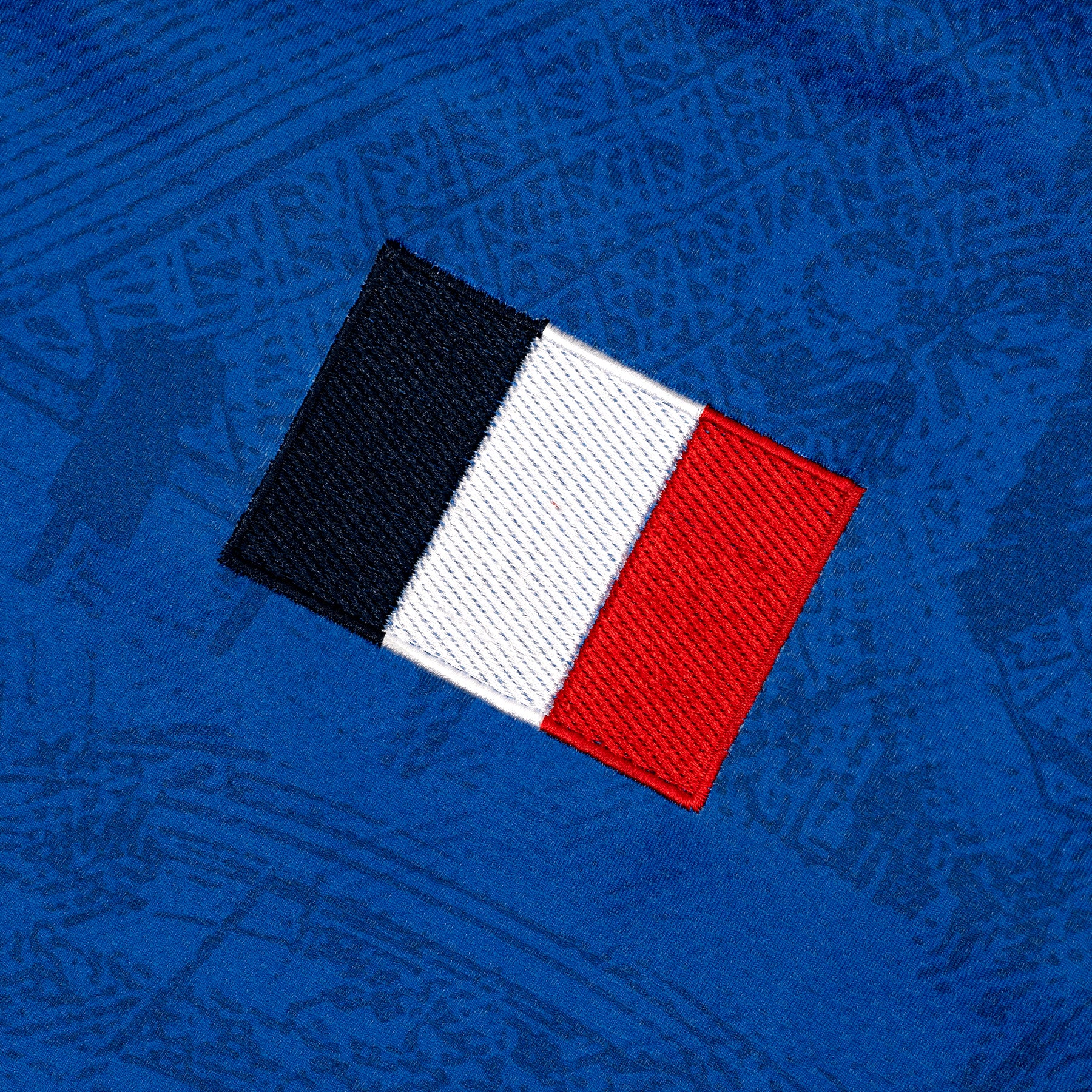 France Heritage Retro Custom Football Jersey Stitched Flag Closeup