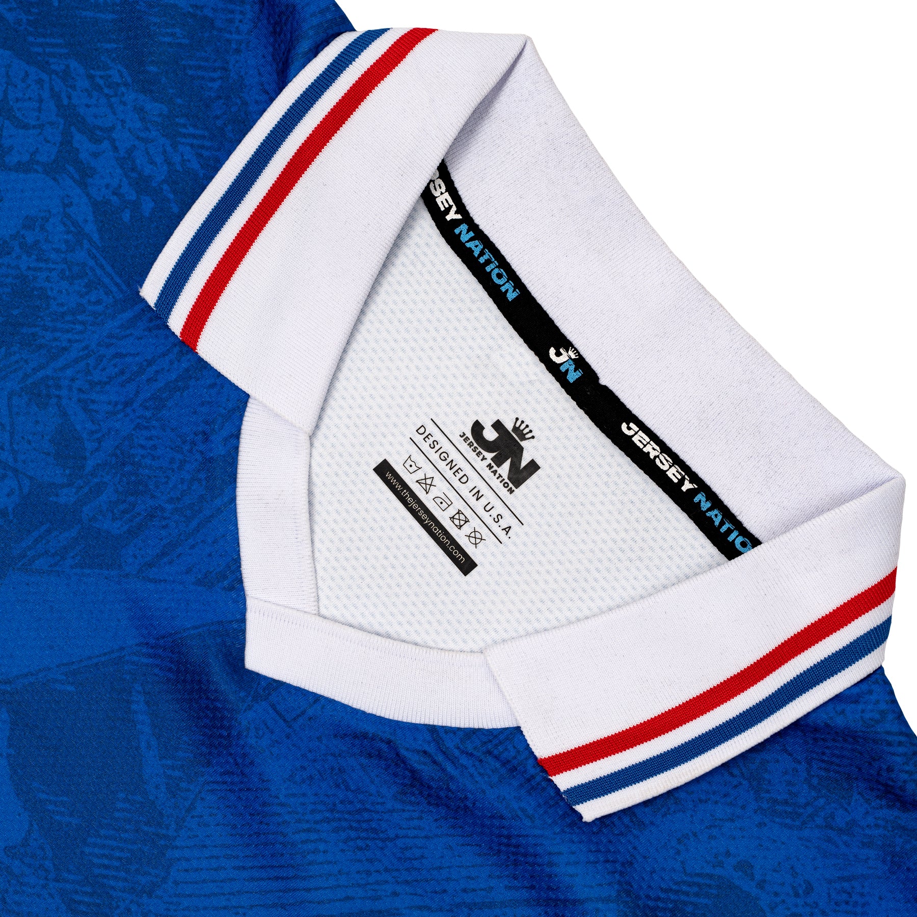 France Heritage Retro Custom Football Jersey Throwback Collar Closeup