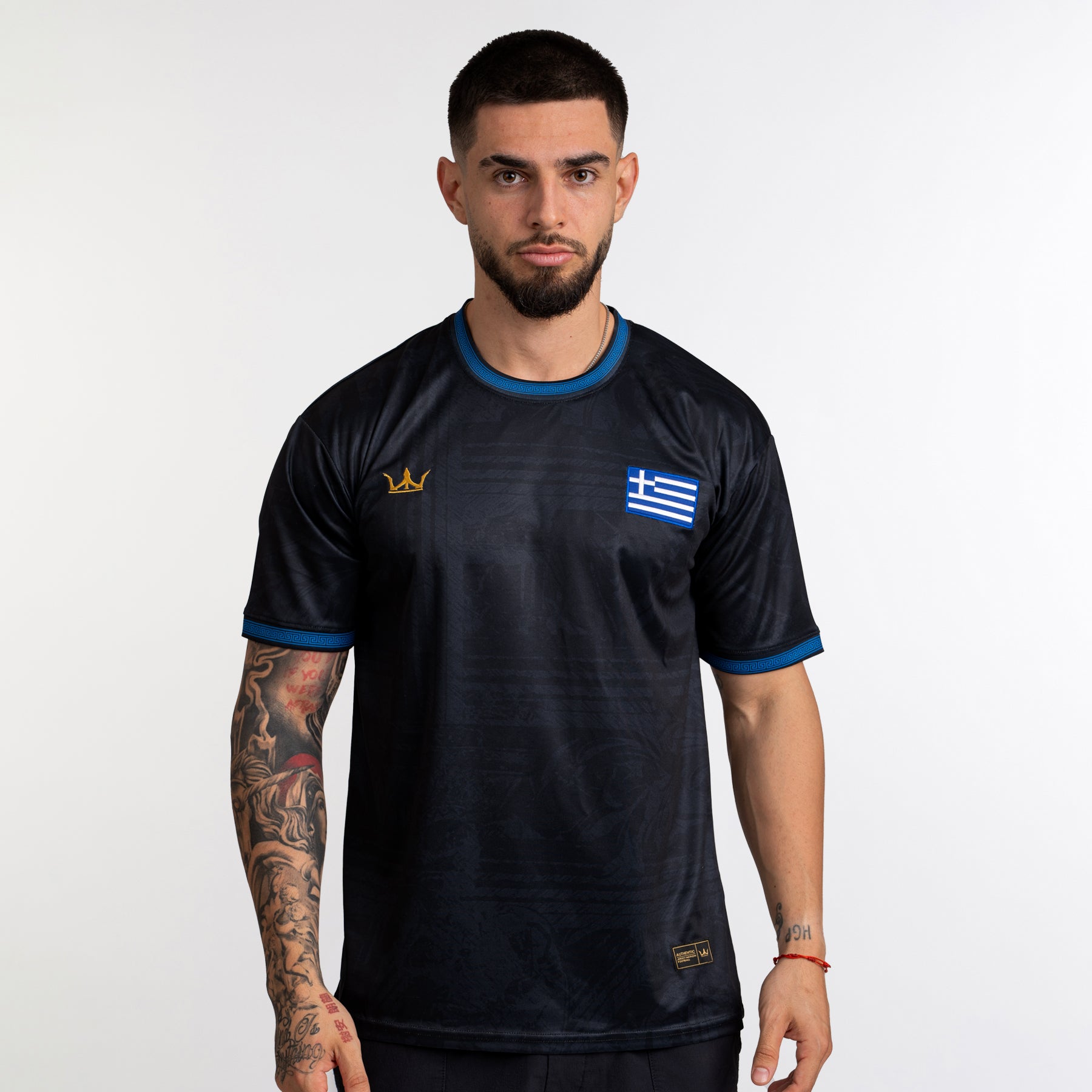 Greece Heritage Custom Football Black Jersey Soccer Shirt World Greek Style