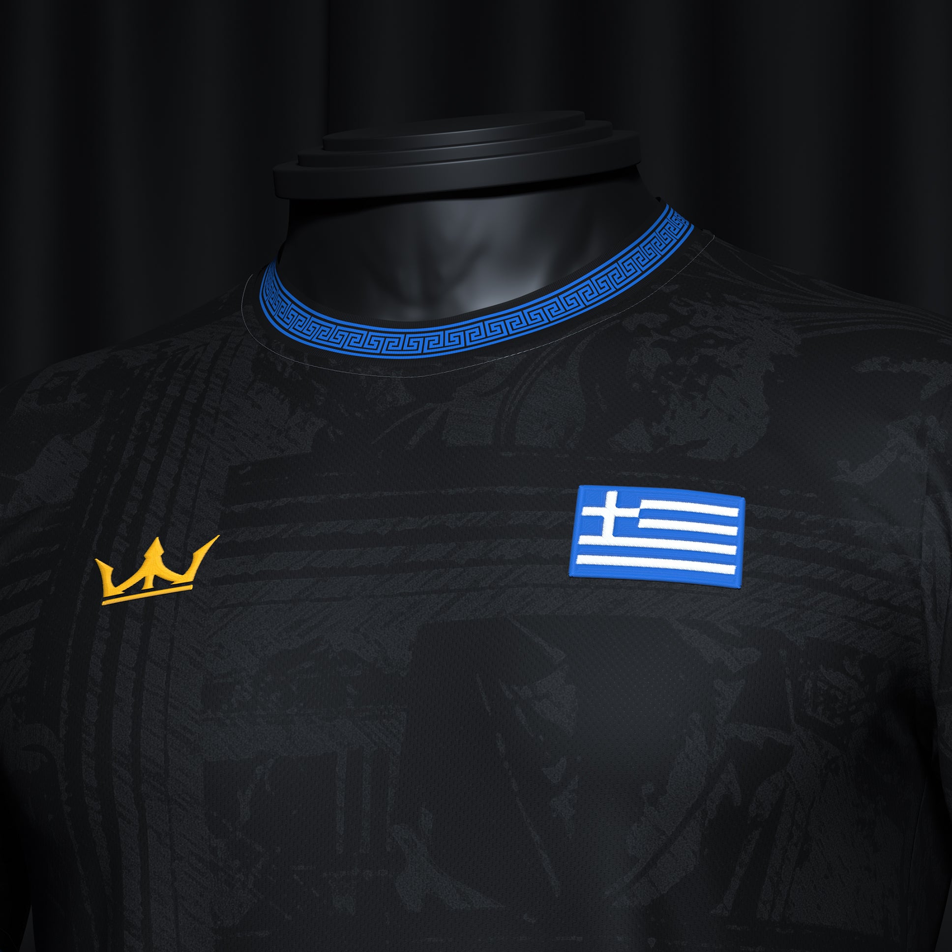 Greece Heritage Custom Football Jersey Black Closeup