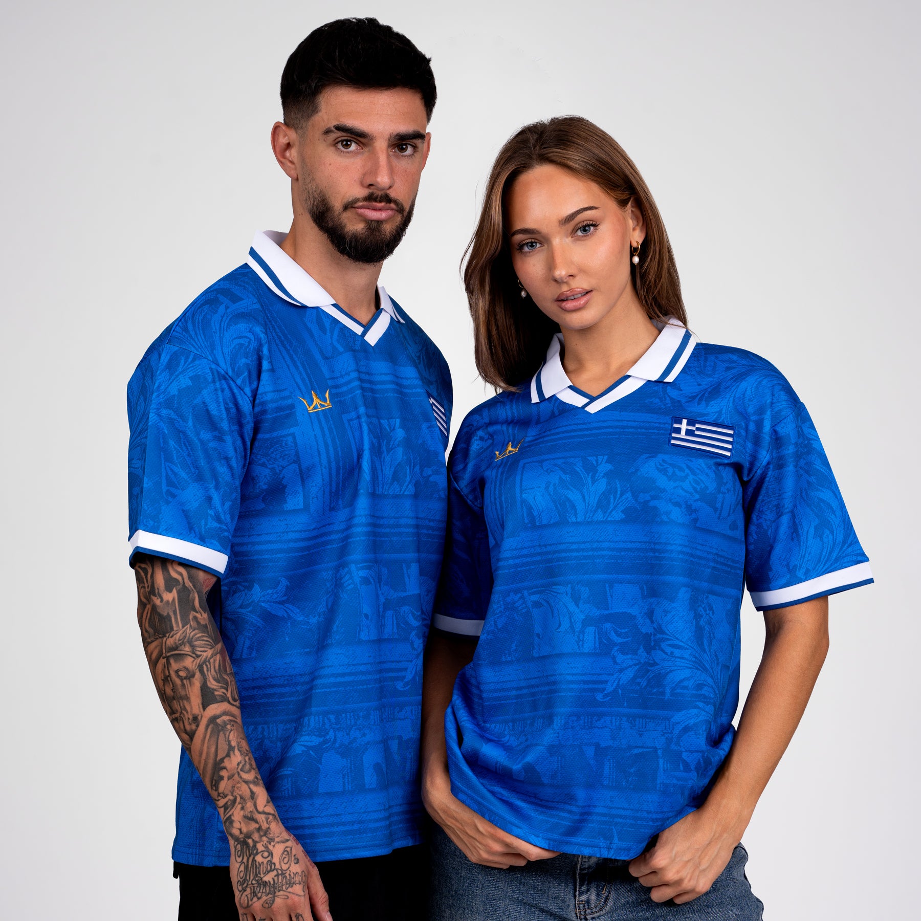 Greece Heritage Retro Custom Football Jersey World Shirt Couple Matching