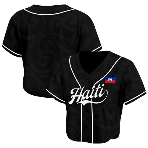 Haiti Heritage Cropped Baseball Jersey Black