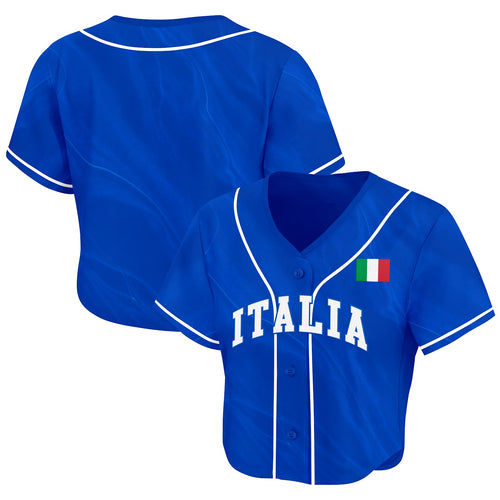 Italy Heritage Cropped Baseball Jersey Blue