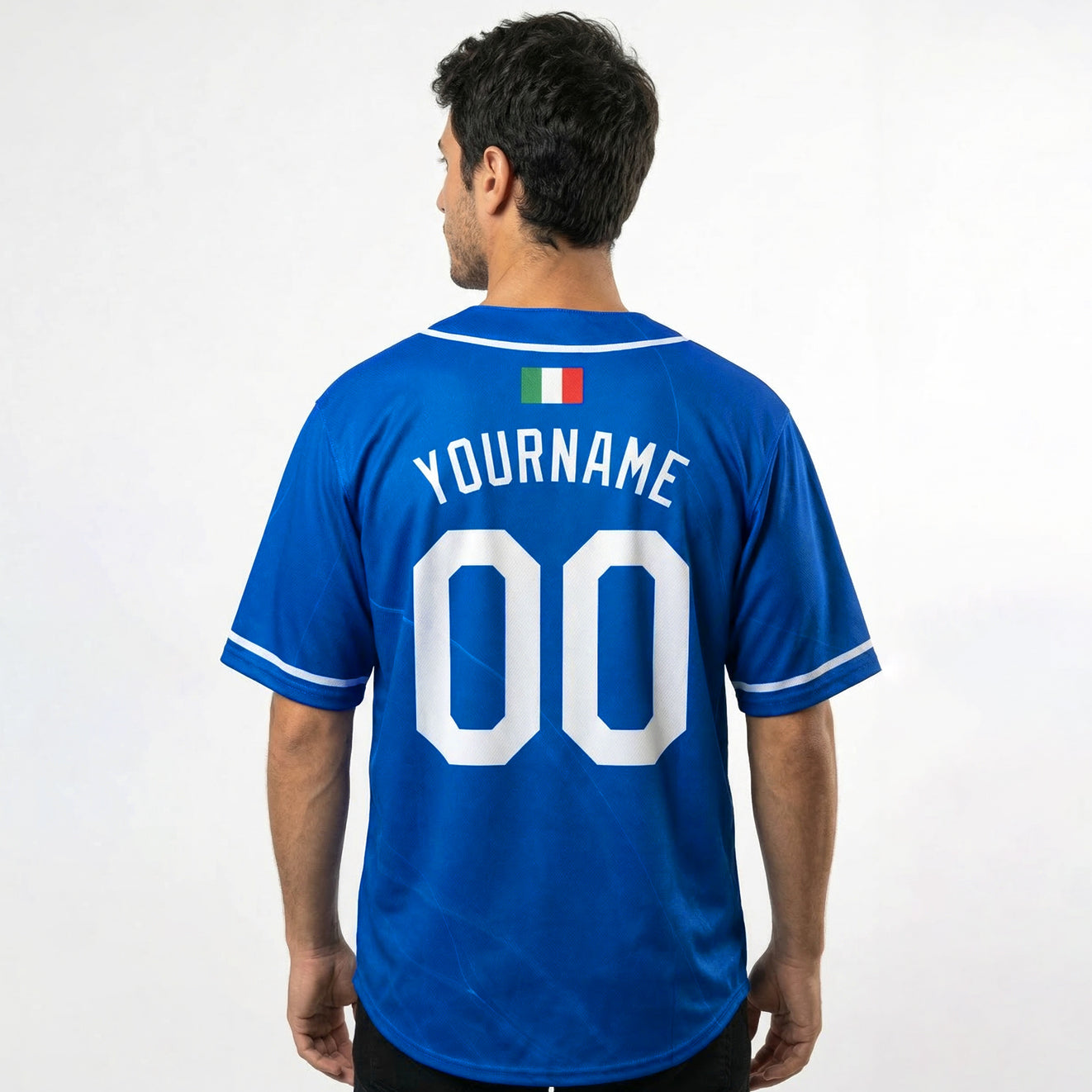 Italy Heritage Custom Baseball Blue Jersey Model Back Customized