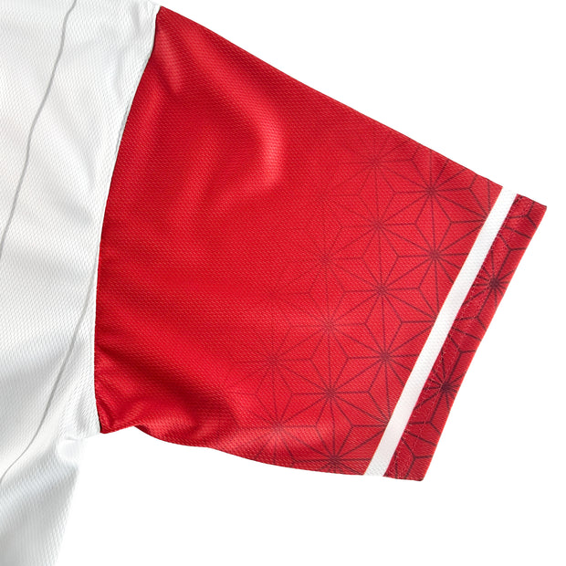 Japan Heritage Custom White Baseball Jersey Sleeves Closeup