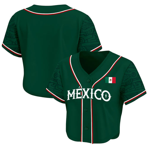 Mexico Heritage Cropped Baseball Jersey Green