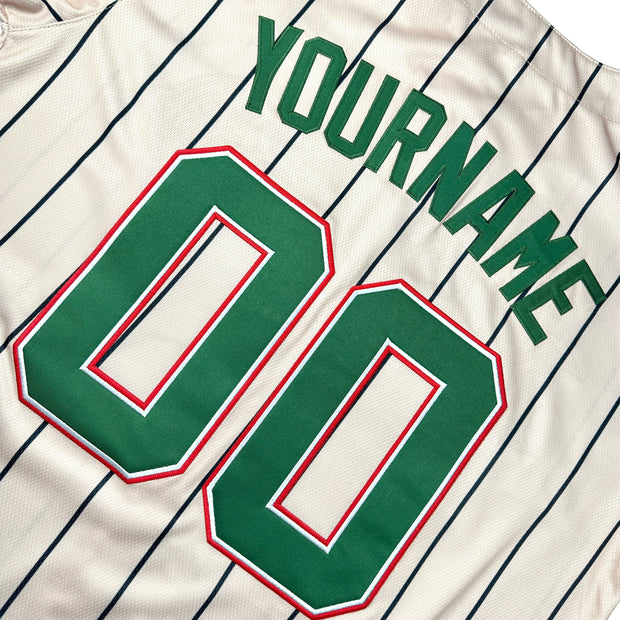 Mexico Heritage Custom Beige Baseball Jersey Stitched Customized