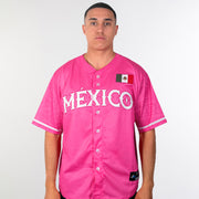 Mexico Heritage Custom Pink Baseball Jersey Model Styling