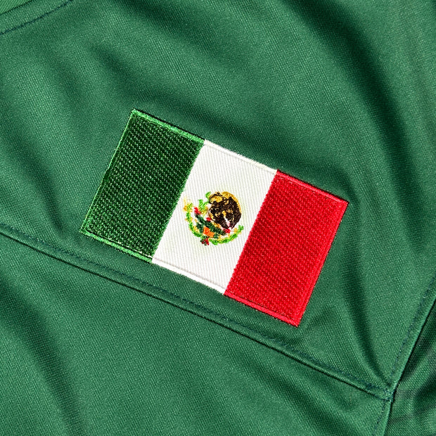 Mexico Heritage Green Custom American Football Jersey Embroidered Closeup Flag