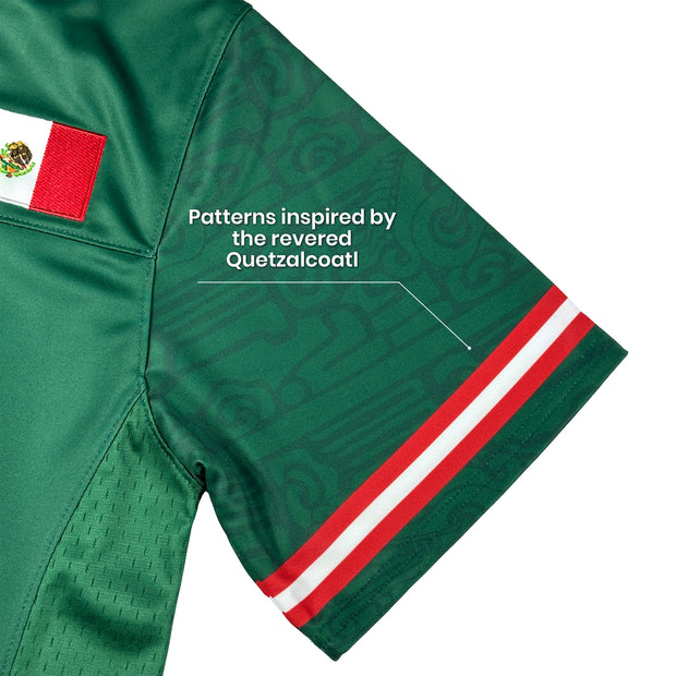 Mexico Heritage Green Custom American Football Jersey Embroidered Sleeves Quetzalcoatl Details