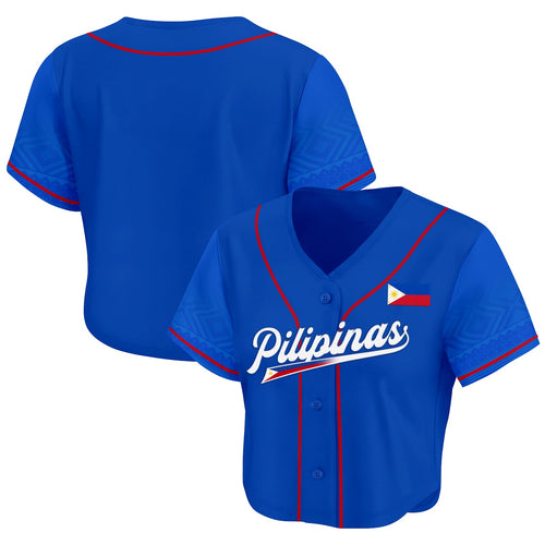 Philippines Heritage Cropped Baseball Jersey Blue