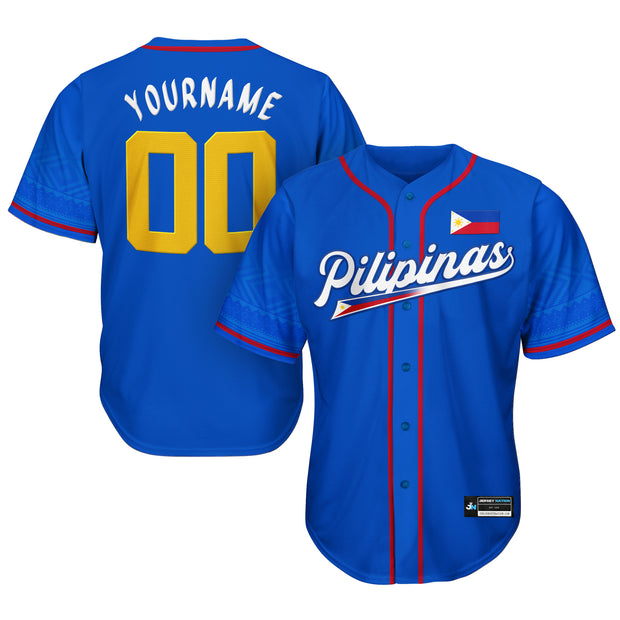 Philippines Heritage Custom Blue Baseball Jersey