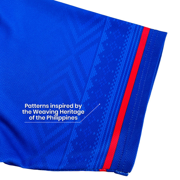 Philippines Heritage Custom Blue Baseball Jersey Cultural Sleeves Closeup