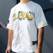 Philippines 'Sampaguita' White Custom Baseball Jersey Model Closeup