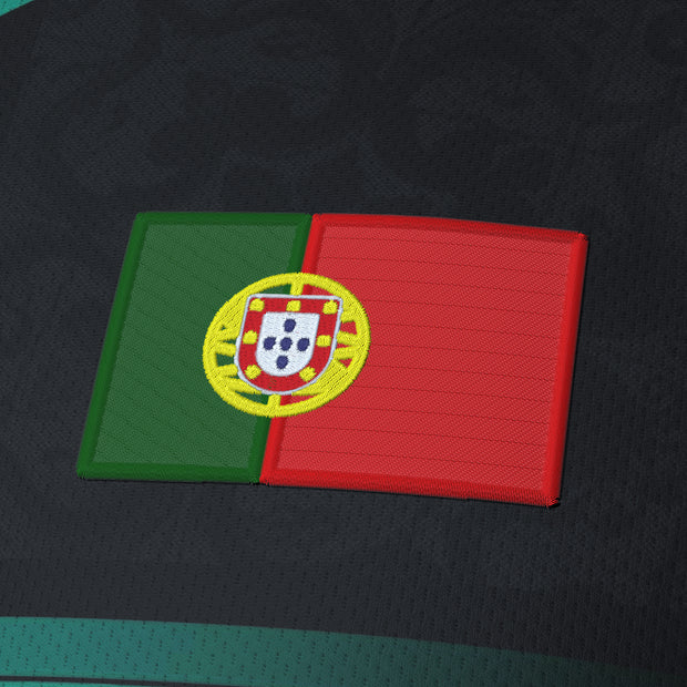 Portugal Heritage Custom Football Jersey Black Front Closeup