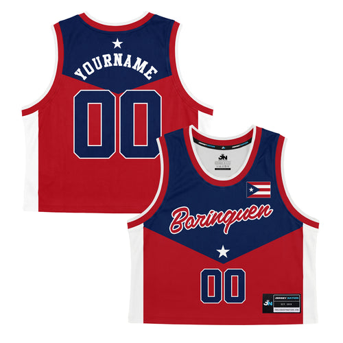 Puerto Rico Heritage Cropped Basketball Jersey Navy Blue